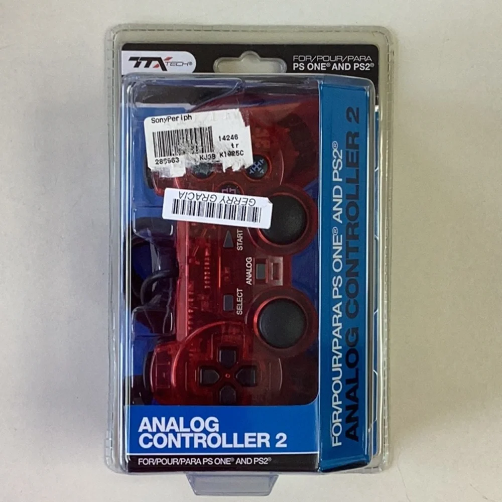 PlayStation 2 Controller Analog Controller PS One & PS2 TTX Tech Clear Red New
